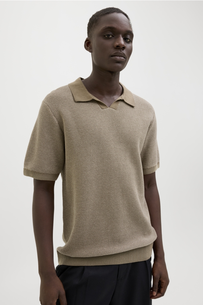 JPRCCEASTON KNIT SPLIT NECK SS SN 12273012 Rain Drum